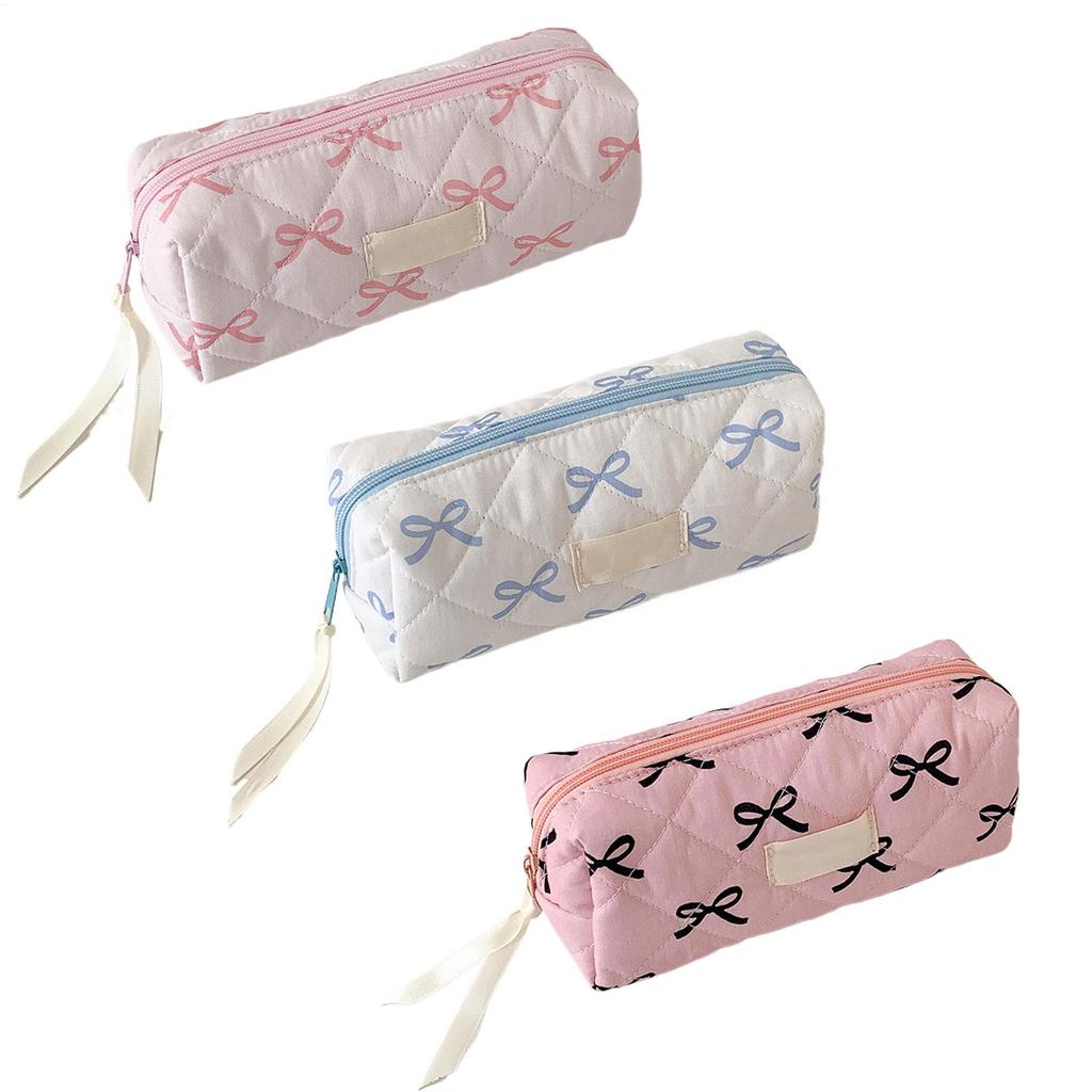 New Retro Bow Pattern Pencil Case, Coin Purse, Artistic Minimalist Cosmetic Bag, High School Student Storage Bag