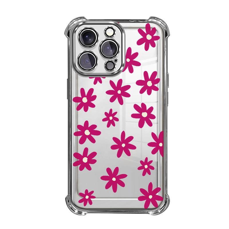 Simple Niche High-end Flower Suitable for Iphone15 Airbag Mobile Phone Case Apple 17 Four-corner Anti-drop Cover 16pm