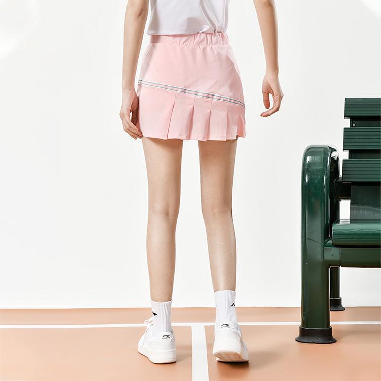 Li Ning Badminton Series Color Block Mid Waist Pleated Casual Skirt Women Skirts Light-Pink ASKU120-4