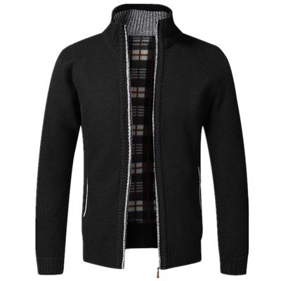 Autumn Winter New Men's Jacket Slim Fit Stand Collar Zipper Jacket Men Solid Cotton Thick Warm Sweater