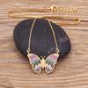 Nidin Charm Luxury 12 Styles Butterfly Pendant Chain Necklaces For Women Gold Plated Copper Zircon Jewelry Trendy Party Gifts