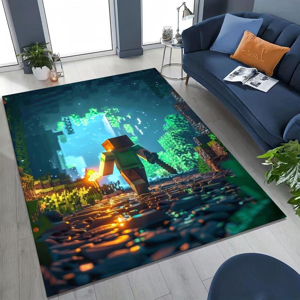 Cartoon S-Sandboxs 3D Game Carpet Rug for Bedroom Living Room Sofa Home Doormat Decor,Large Kids Play Non-slip Floor Mat Gift