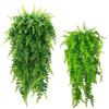 2PCS Fake Fern Artificial Hanging Ferns Faux Hanging Greenery Plant UV Resistant Plastic Plants for Wall, Wedding Party, Holiday