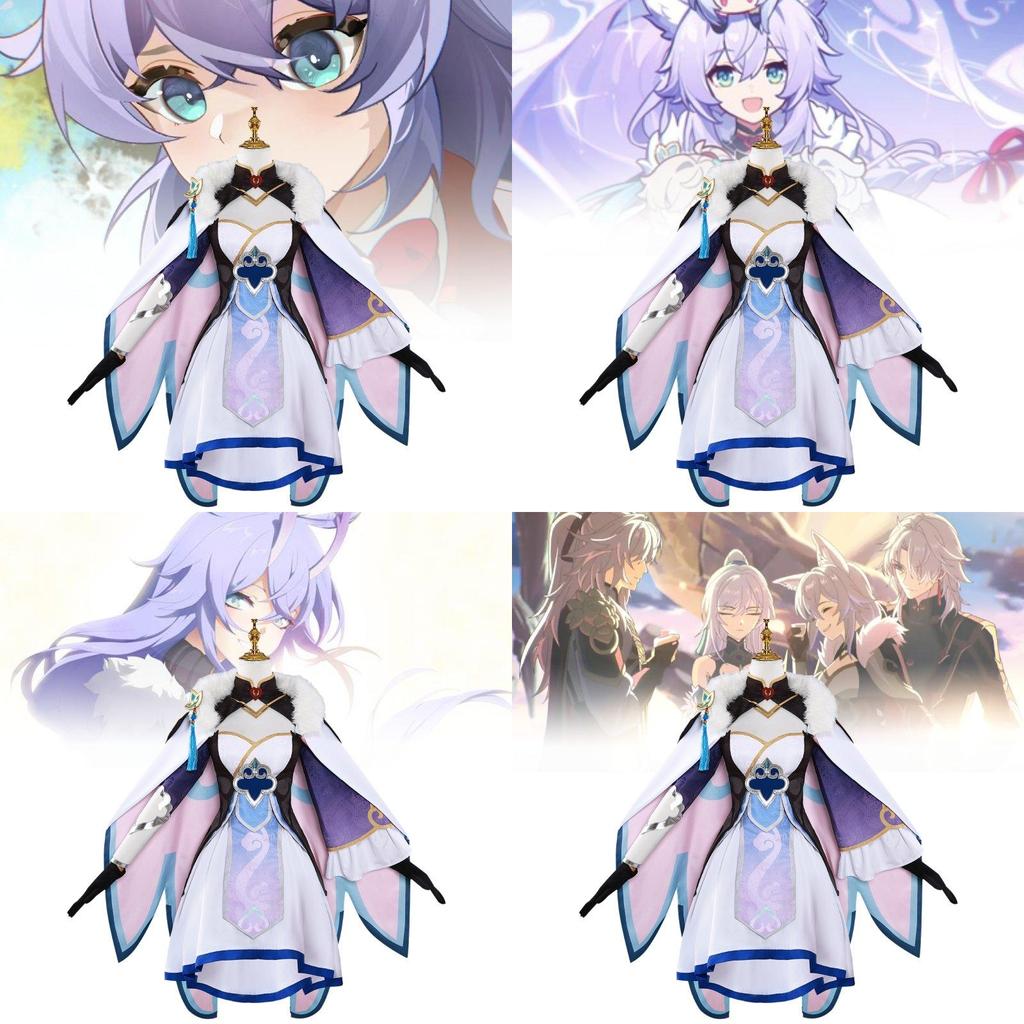 Charming White Cosplay Costume For Cloudstrider With Accessories For Anime Fans