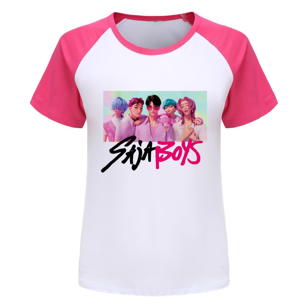 5028 Kids Girls Sajaboys Rumi Zoey Mira Print Raglan Short Sleeves T-Shirt