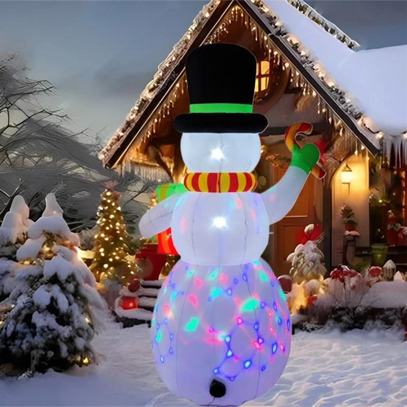 Inflatable Toy Cane Gift Snowman Christmas Inflatable Model Luminous Inflatable Model Christmas Atmosphere Decoration Model