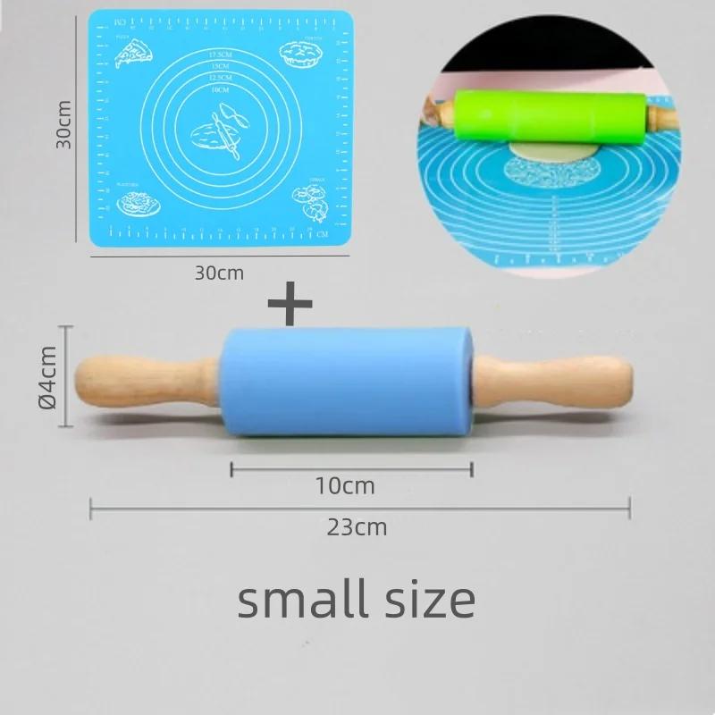 Silicone Rolling Pin Kneading Pad Set Silicone Roller Type Pressure Roller Pizza Grade Rolling Pin Pad Kitchen Baking Tool