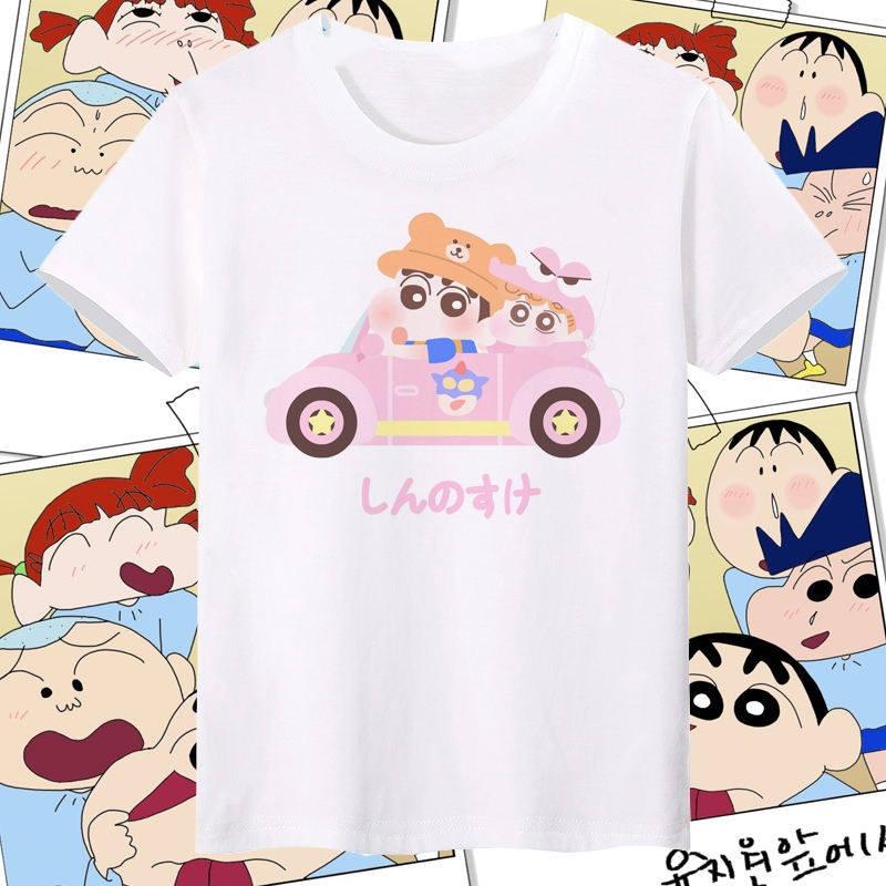 Crayon Shin Chan All Characters Print T Shirt Unisex Women Cute Cartoon Casual Short Sleeve Anime Tee Top