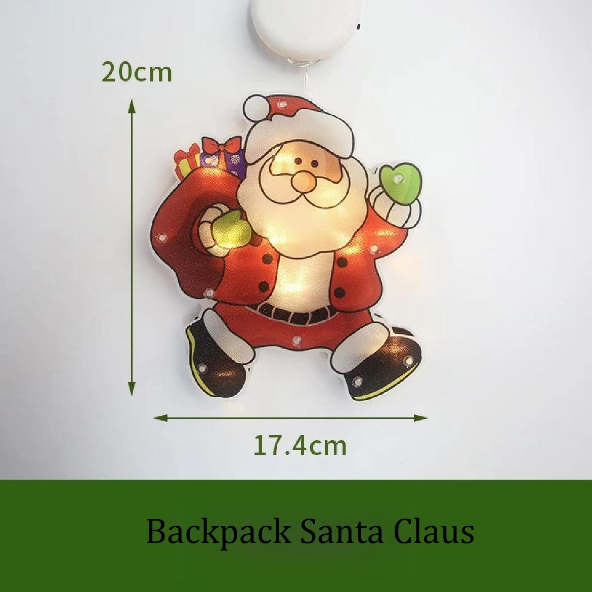 

1Pc Christmas Window Decoration Hanging Lights 8 Styles LED Suction Cup Santa Claus Holiday Scene Atmosphere Decor