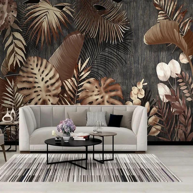 3d Photo Wallpaper Tropical Plant Leaves Murals Living Room Luxury Background Wall Murals For Bedroom