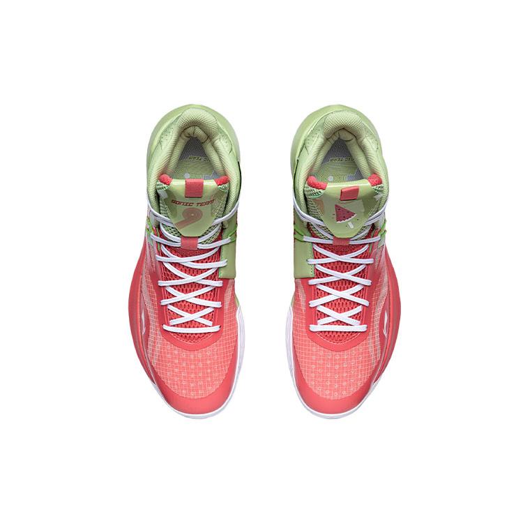 New LINING Sonic 9 Team Basketball Shoes Men Mid Top Tender Fruit Green/Bright Orange Red ABPR017-4