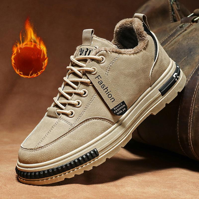 

Новые мужские зимние кроссовки, мужские модные ботинки на платформе, теплая рабочая обувь для отдыха на открытом воздухе, мужская нескользящая походная обувь, универсальная хлопковая обувь 39