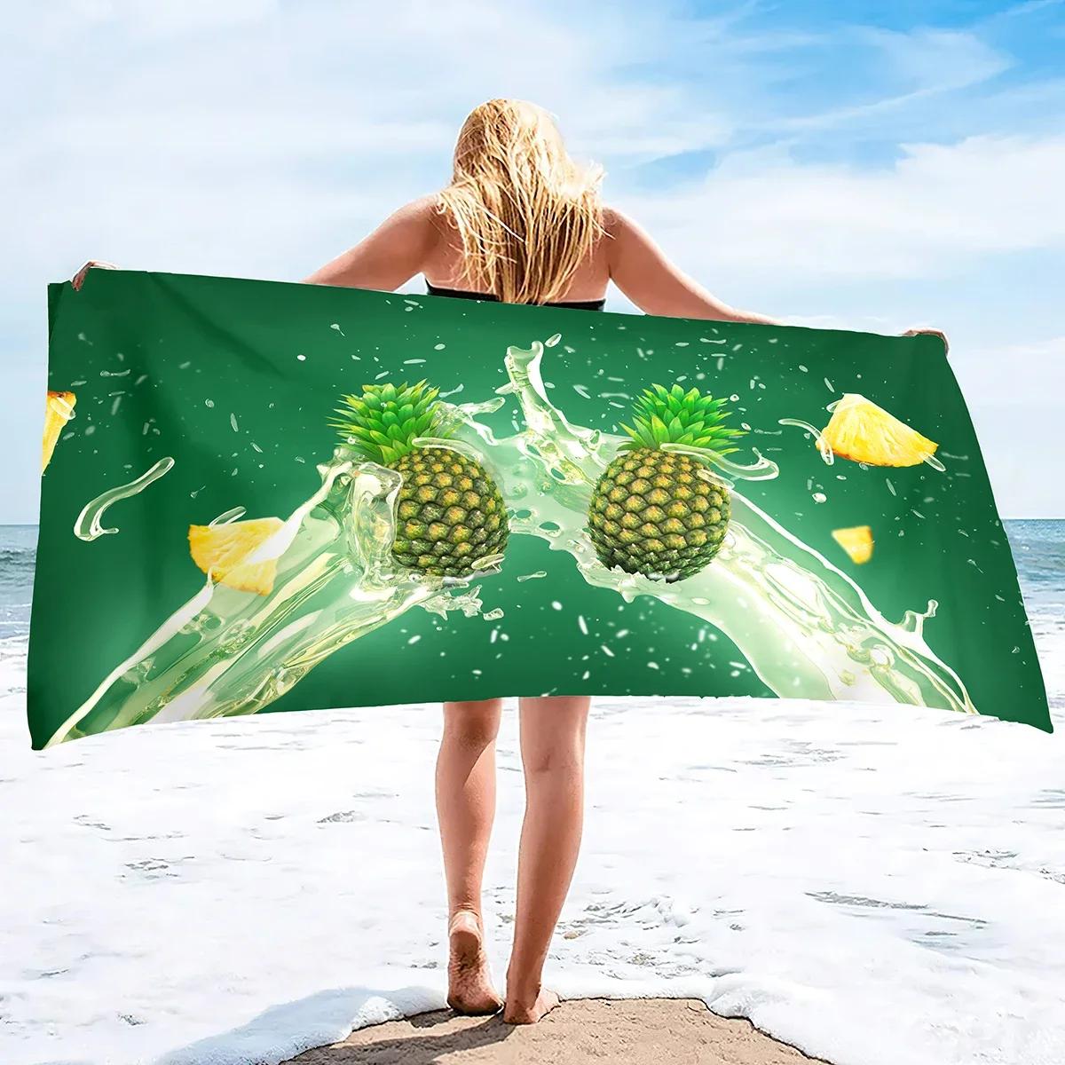 Jmg Household Supplies Pineapple Beach Towel ,Lightweight Microfiber Absorbent Quick Dry Sand Free Blanket Towels,Soft Pool Travel Bath Swim Towels