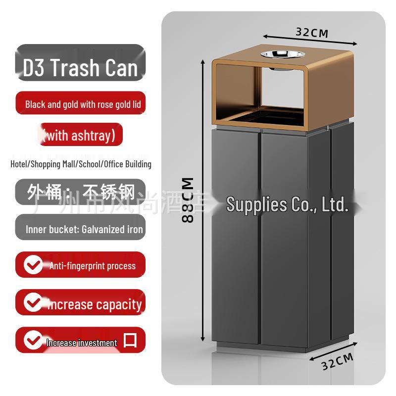 Large Capacity Stainless Steel Ashtray Trash Can for Hotels, Offices, Corridors, Elevators, and Outdoor Use