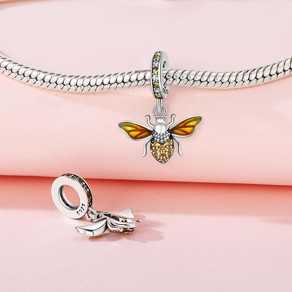 Charms Metall Bienen Serie Gold Wabenblumen Ideal für Damen Armreif Gestalten Sie Ihren eigenen Leichter Luxus Hochwertiges Zubehör Geschenk Elegant Mode