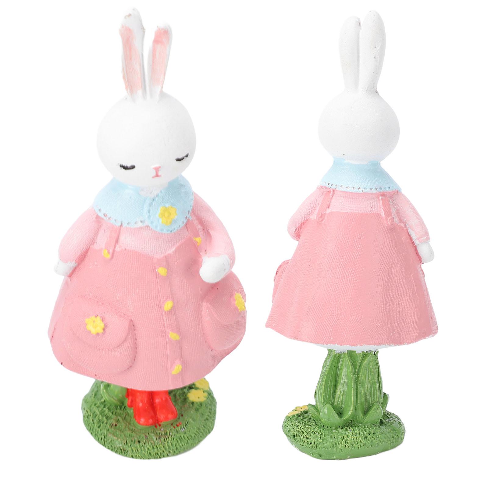 

Cute Girl Bunny Resin Figurine Table Statue Decoration Easter Bunny Sculpture Statue for Living Room Bedroom Garden Pink