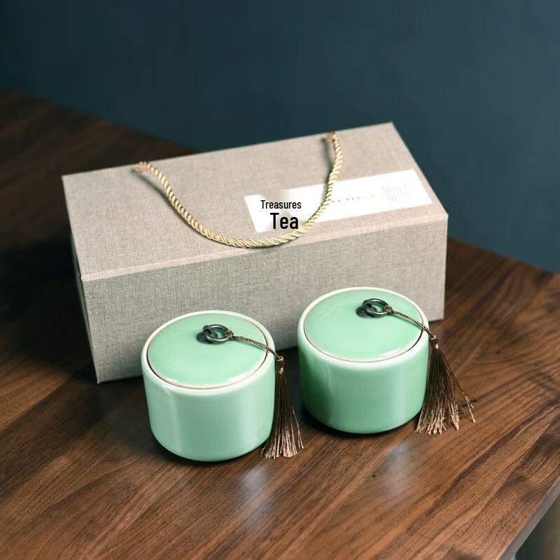 Celadon Ceramic Tea Caddy Gift Box