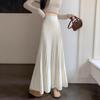 2025 Autumn/Winter Women's A-line Pleated Knit Skirt - Long, Simple, Big Hem Umbrella Design