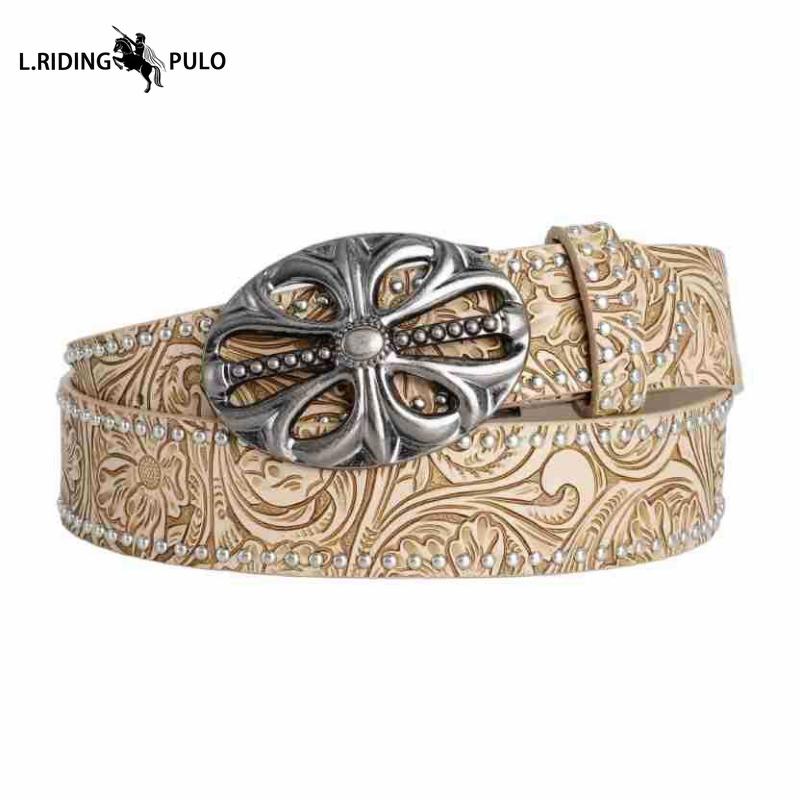 Classic Embossed Color Changing Western Cowboy Belt Buckle Belt Edge Smooth Buckle Personality Belt