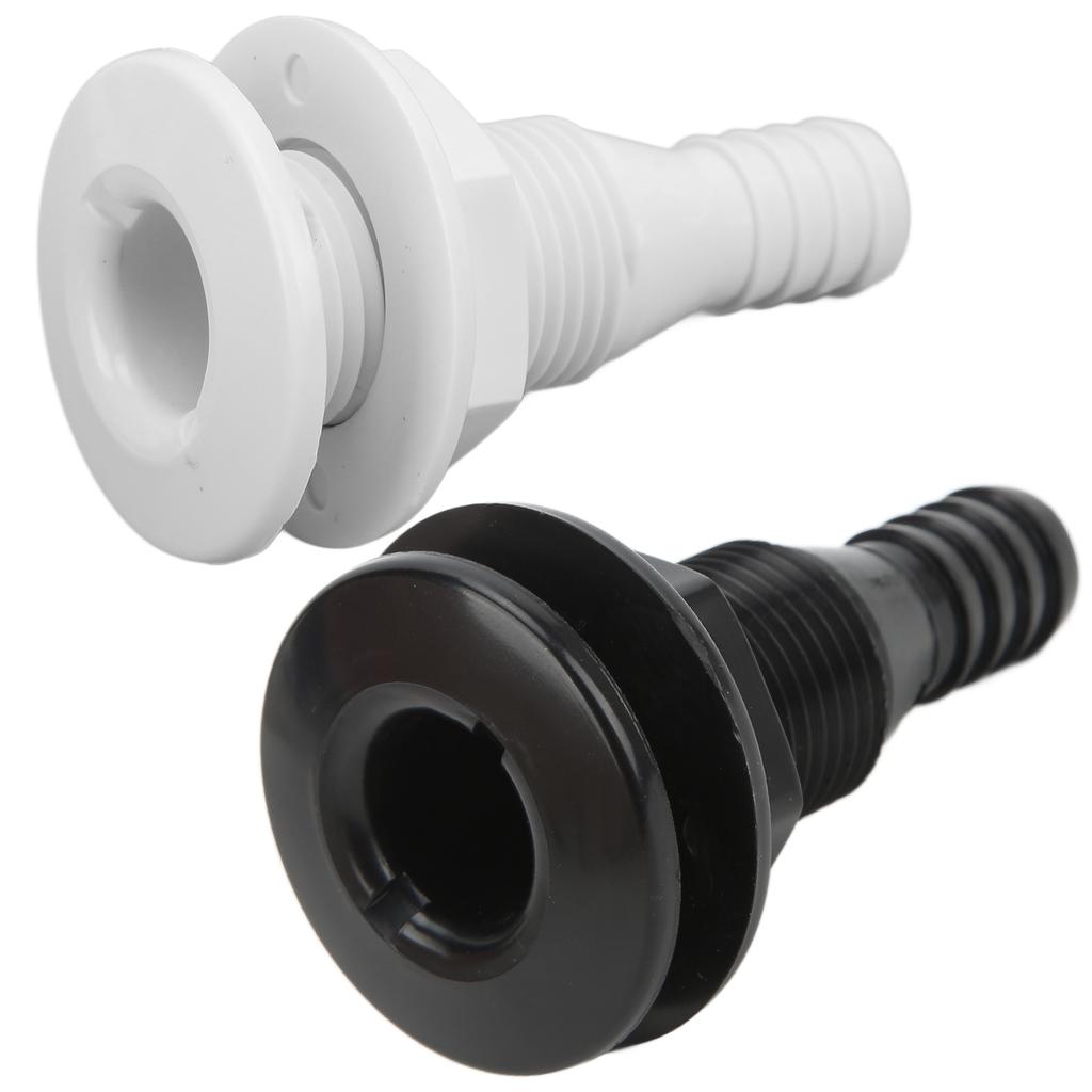 5/8in Thru Hull Fitting Straight ABS Impact Resistance Hose Connector Accessory for Boats Marines Thru Hull Connector