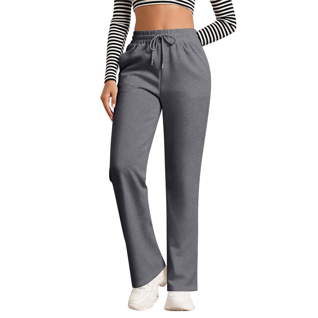 Gefütterte Damen-Jogginghose mit weitem Bein und Taschen für Freizeit und Alltag