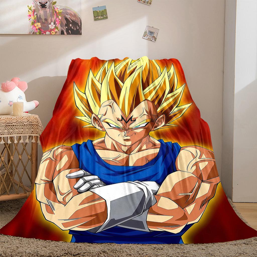 1PC Vegito Print Flannel Blanket, High quality All Seasons, Home Decor, Warmth and Comfort, Perfect for Christmas Gifts