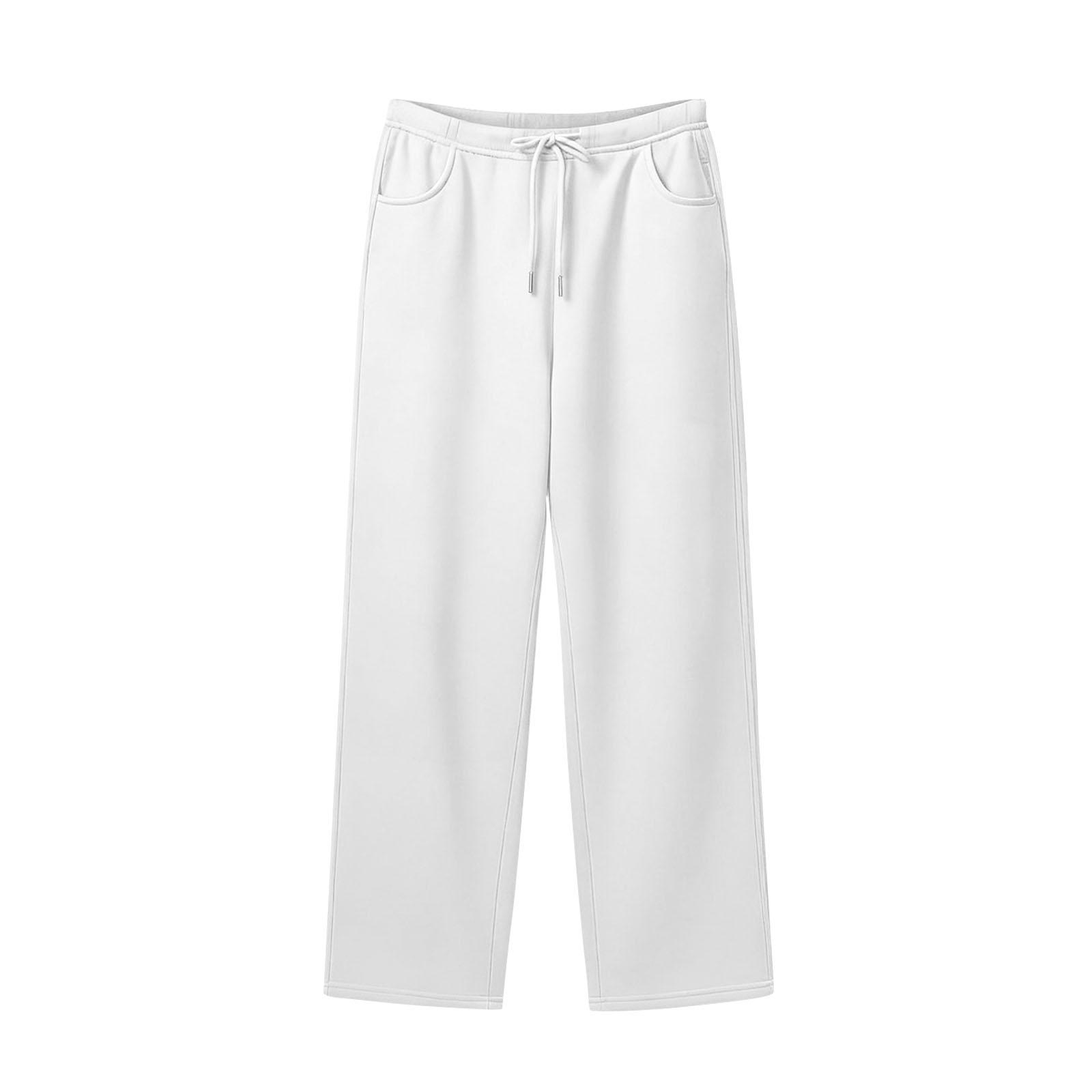 

Women s Flared Casual Drawstring Elastic Waist Pants Comfortable Flared Yoga Loose Trousers XL білий