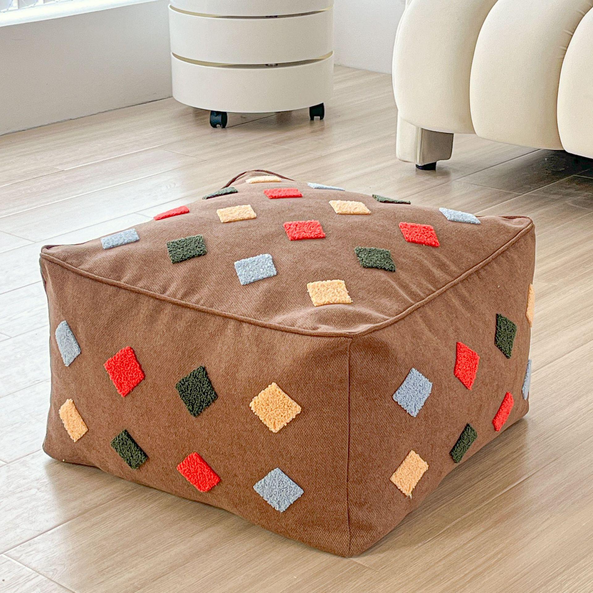 Ins Style Dopamine Removable Beanbag Cushion Fabric Lazy Small Sofa Colorful Tatami Low Stool High-Value Living Room Ottoman 11090₽
