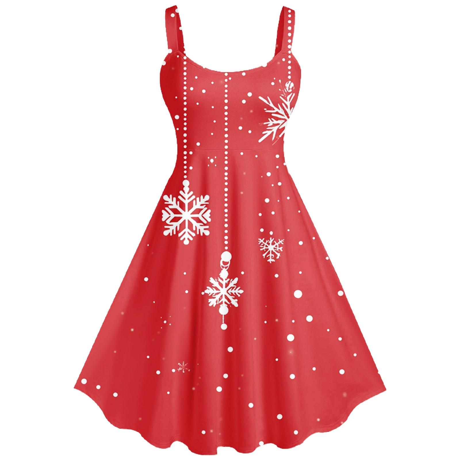 

Женское повседневное модное рождественское печатное сексуальное ретро-платье с подтяжками, большая юбка-свитер XL