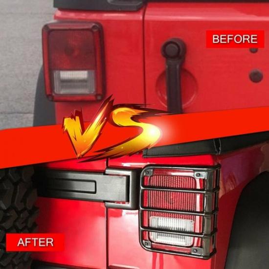 2Pcs Car Rear Tail Light Guard Cover Trim Kit For Jeep Wrangler JK 2007-2018