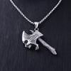 Nordic Viking Axe Skull Necklace 350