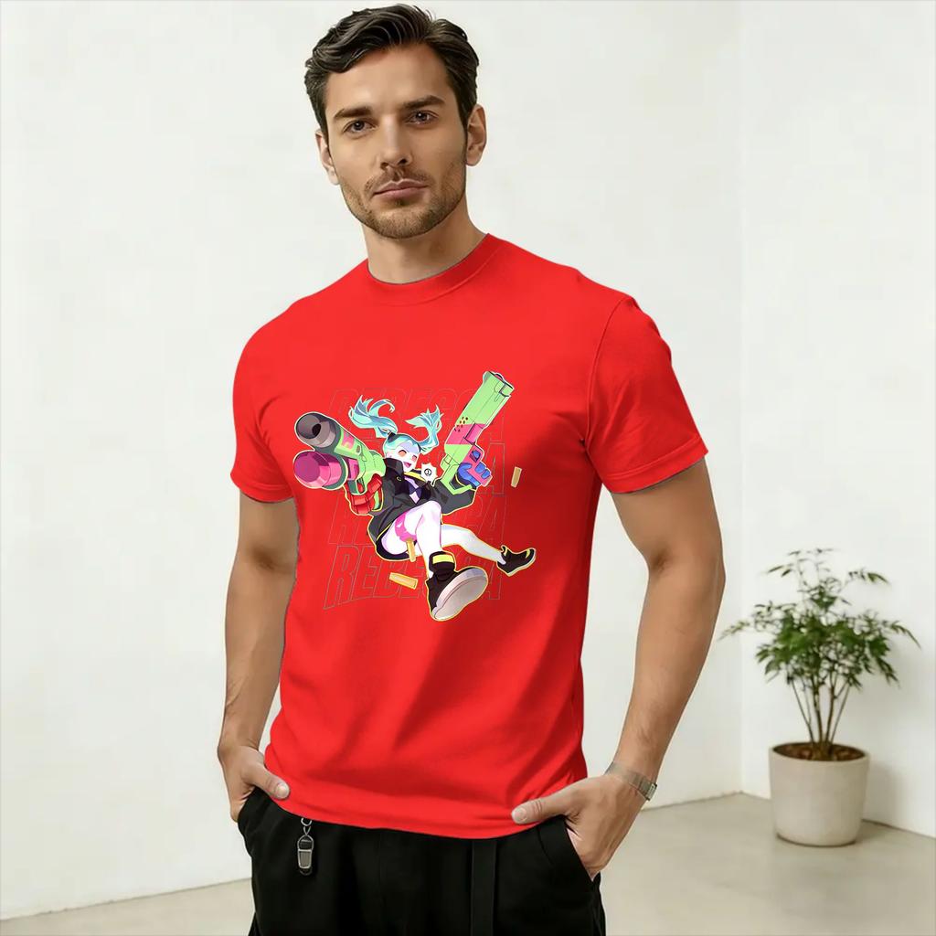 Unisex TShirt CCyberpunks Edgerunners Vintage Pure Cotton Tee Shirt Short Sleeve T Shirt Round Collar Clothes Party