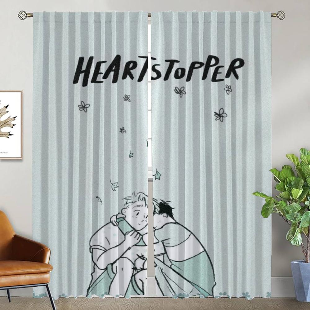 Heartstopper Curtains Child Room Window Curtain for Room 2 Panel Tulle for Bedroom Home Interior Curtains Halloween Decoration