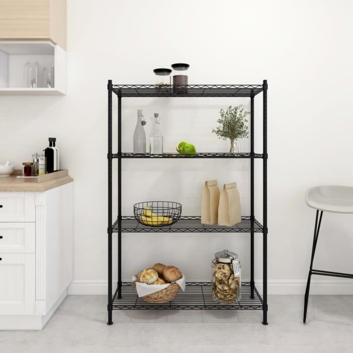 Étagère de rangement - VIDAXL - 4 niveaux - Noir - 90x35x137 cm - Capacité 200 kg