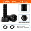 1760PCS Metric Screw Assortment Kit (M2/M3/M4/M5) - Grade 12.9 Alloy Steel Hex Socket Head Cap Bolts & Nuts, Black