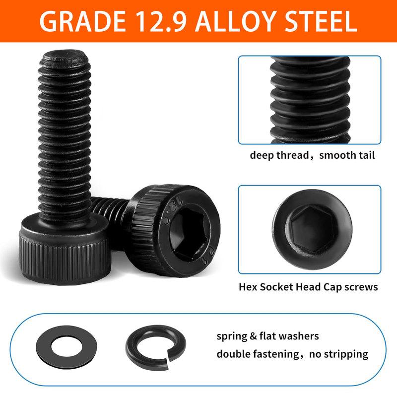1760PCS Metric Screw Assortment Kit (M2/M3/M4/M5) - Grade 12.9 Alloy Steel Hex Socket Head Cap Bolts & Nuts, Black