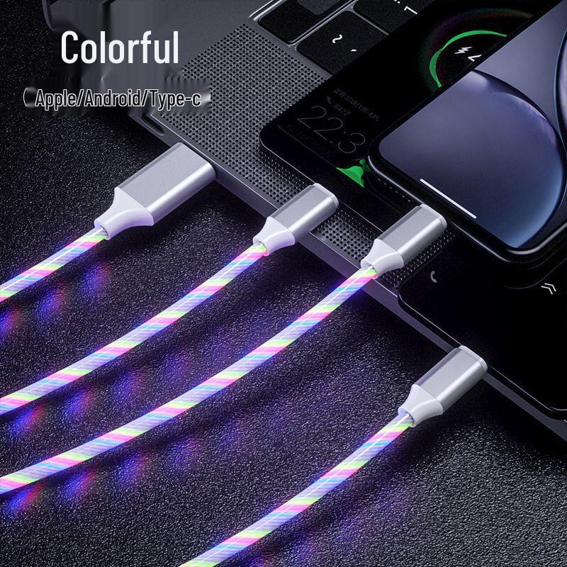 

Three-in-One Luminous Fast Charging Cable: Colorful, Glowing, Car-Compatible