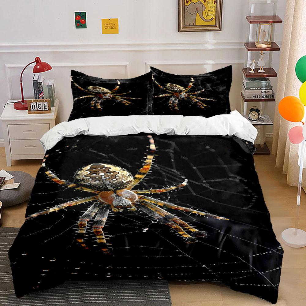 Spider On Black Web. Bedding Sets Duvet Cover Sets Duvet Covers Pillowcases(1 * Duvet Cover 2 * Pillowcases Without Duvet Insert)