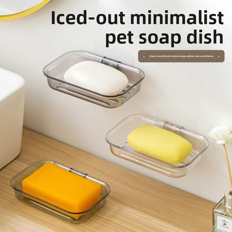 Soap Box Wall-mounted Draining Storage Rack, No Need for Drilling, Bathroom Storage, Toilet Suction Cup, Soap Box