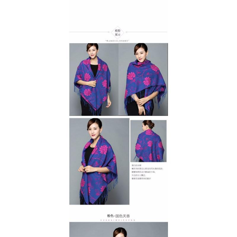 Women S Vintage Ethnic Floral Faux Cashmere Scarf Warm Large Shawl