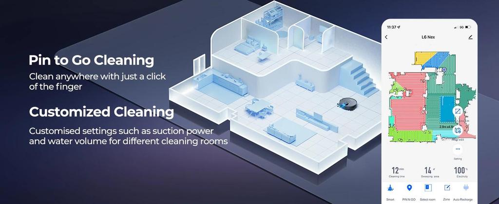New Laresar L6 Nex Sweep Robot with 3500Pa Suction Self-Charging Cleaner High-Performance LiDAR Navigation Robot Vacuum for Home