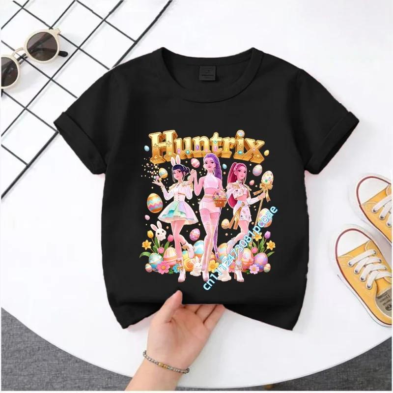 2026 Hot Movie Soft Polyester Baby Girls T Shirt Children's Clothing KPop Demon Hunters Fans Gifts Kids Clothes Fashion Casual Tops