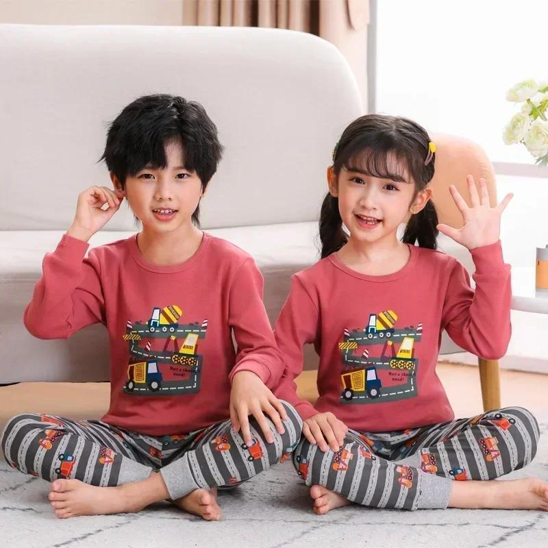 Teens Pajamas Long Sleeve 100% Cotton Pyjamas Big Kids Clothes Sets Children Boys Sleepwear Pajamas for Girls 6 8 10 12 14 Years