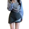 Korean Style Gray Wool High-Waist Skirt with Elastic Waistband - Versatile, Slimming, Bodycon Design