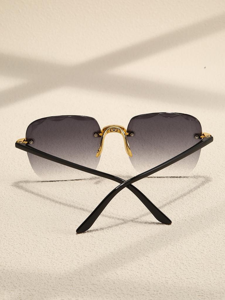 1PC Retro Frameless Trimmed Square Fashion Glasses Ladies Gradient Glasses Outdoor Travel Sunglasses