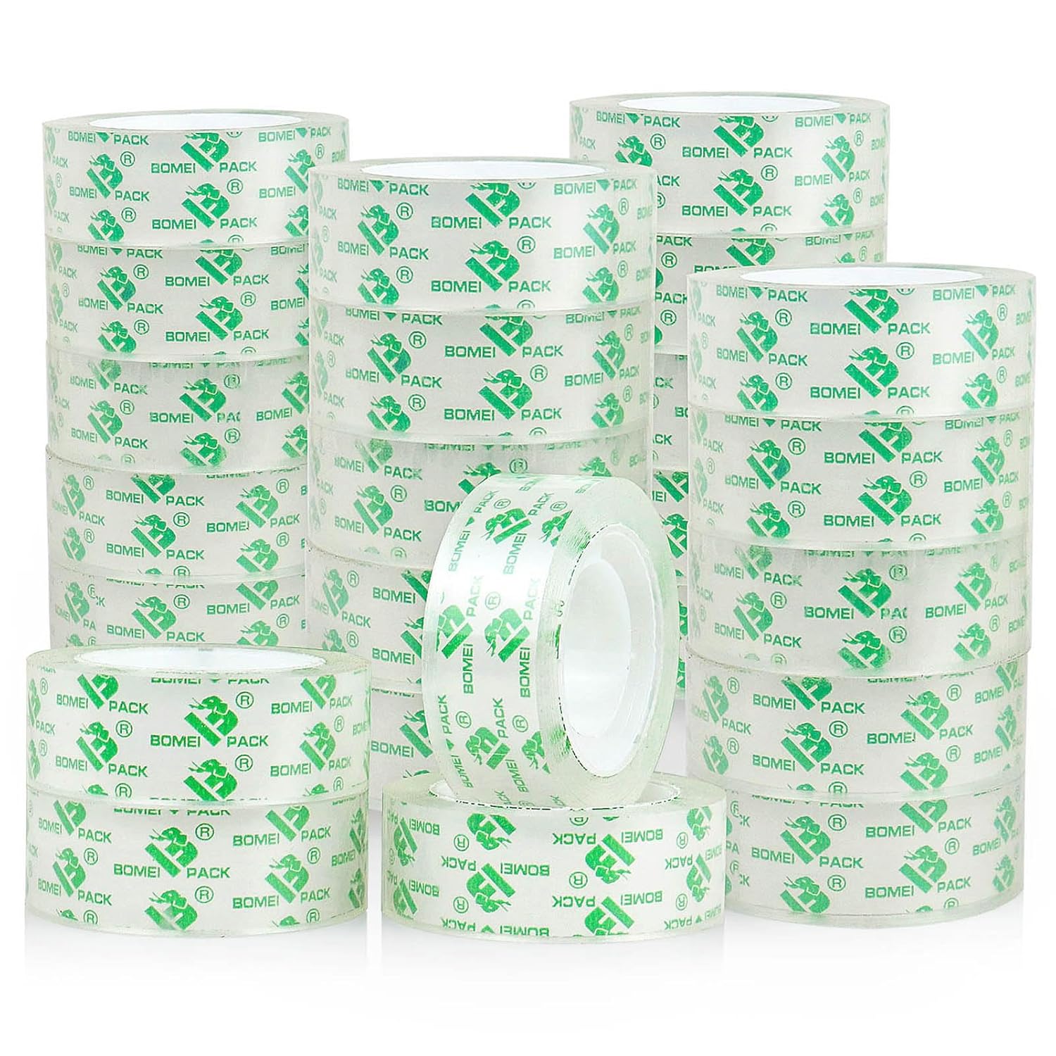 BOMEI PACK Crystal Clear Transparent Tape Refills Rolls for Dispenser, 24 Rolls Value Pack, 3/4 in x 1000 in,1 inch Core, Gift Wrapping Tape for