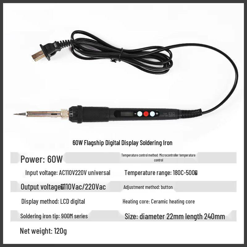 

High-Power Digital Soldering Iron: Adjustable Temperature & Constant Heat Ceramic Core for Household Repair & Welding