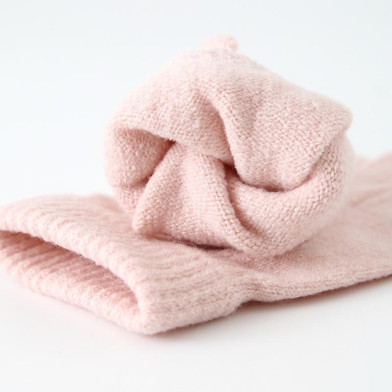 Cute Closed Eye Rabbit Children's Hat, Gloves, Scarf Three Piece Set, Winter Girls' Warm Knitted Hat