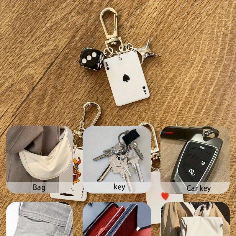 Pik Karo Kreuz Legierung Metall Schlüsselanhänger, Dekorativer Schlüsselanhänger für Taschen, Cartoon Zahlen Thema Schmuck, Auto Schlüsselanhänger, Anhänger