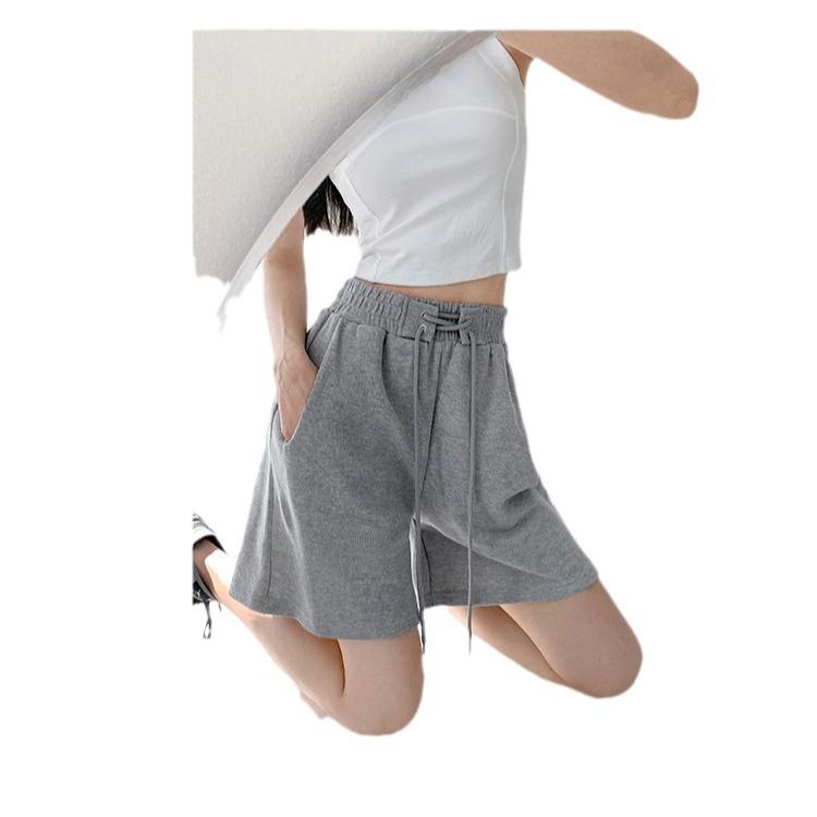 Strapped Sports Shorts for Women In Summer Thin Small High Waist Casual Loose Wide-leg Pants Mid-length Pants American Five-point Pants